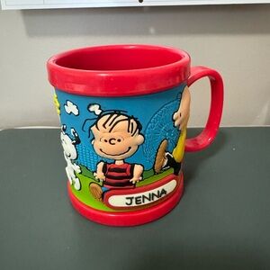 Vintage Jenna peanuts plastic mug with handle